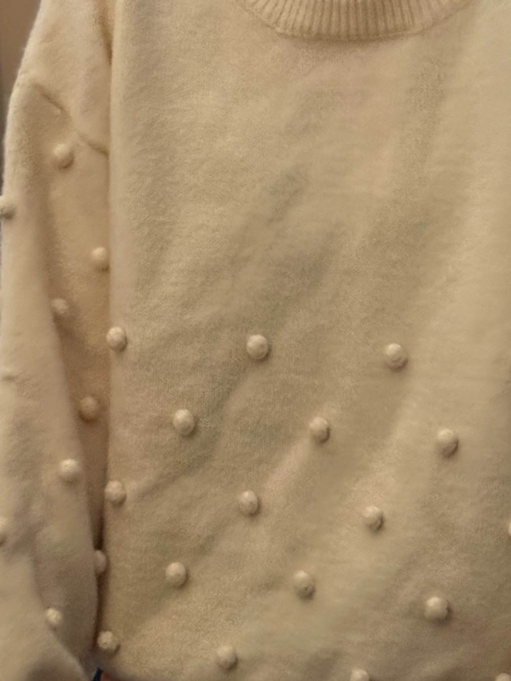 Cream Pom Pom Knit Sweater